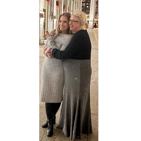 SHEIN Velvet Bodice Glitter Maxi Dress Black Silver - Picture 4 of 7